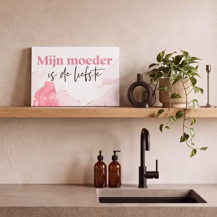 Canvas schilderij - Quote - Mama - Mijn moeder is de liefste - Roze — 3