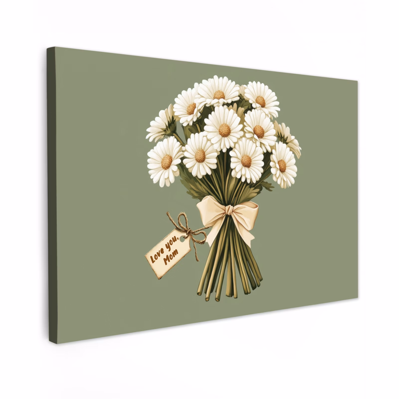 Canvas schilderij - Lint - Boeket - Groen - Quote — 1