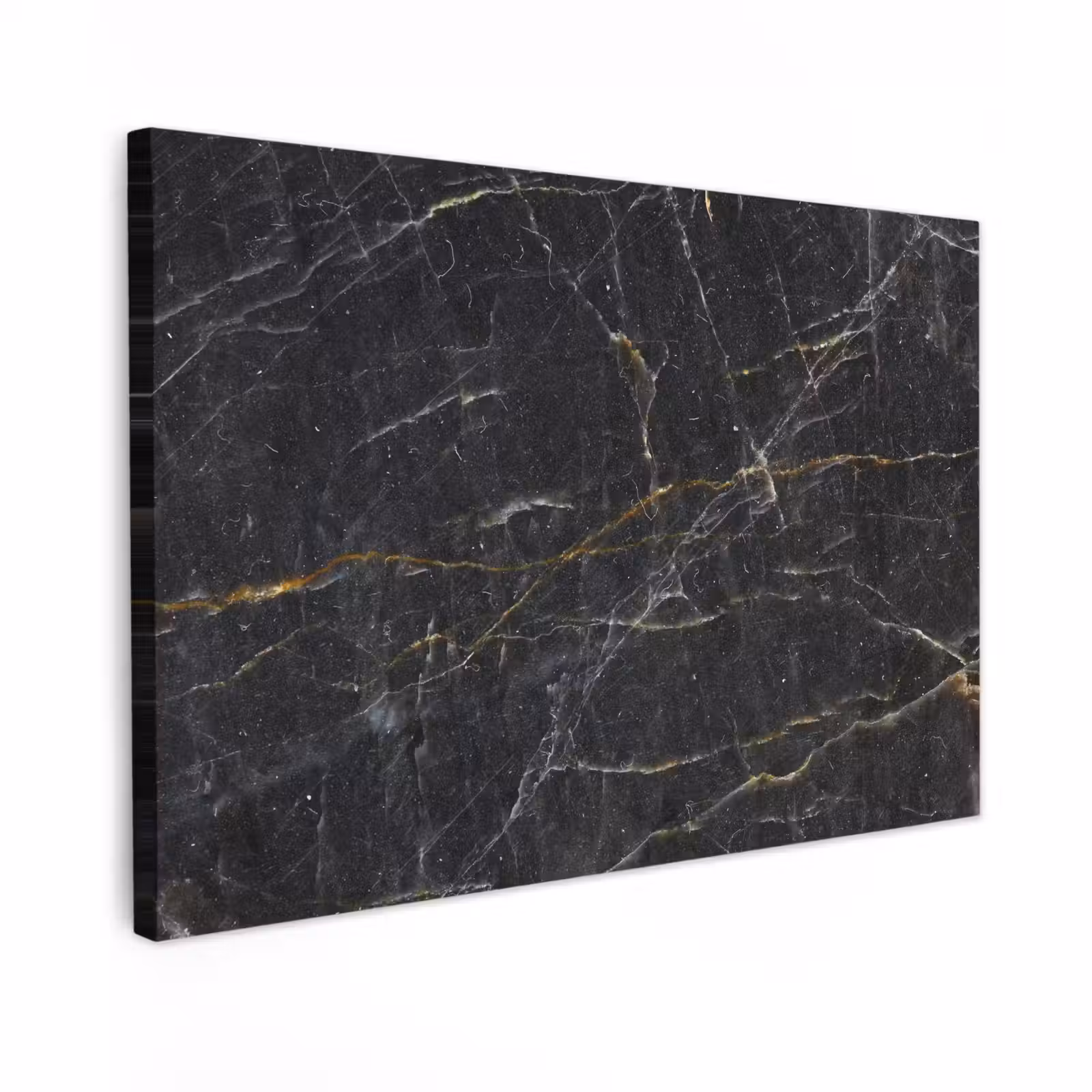 Canvas schilderij - Marmer - Zwart - Goud - Grijs - Marmerstructuur — 1
