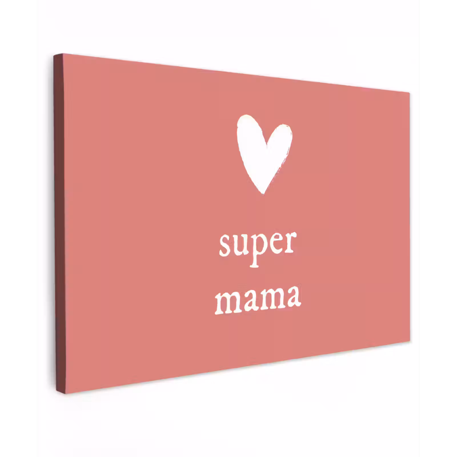 Canvas schilderij - Presentje voor Moederdag super mama roze/wit — 1