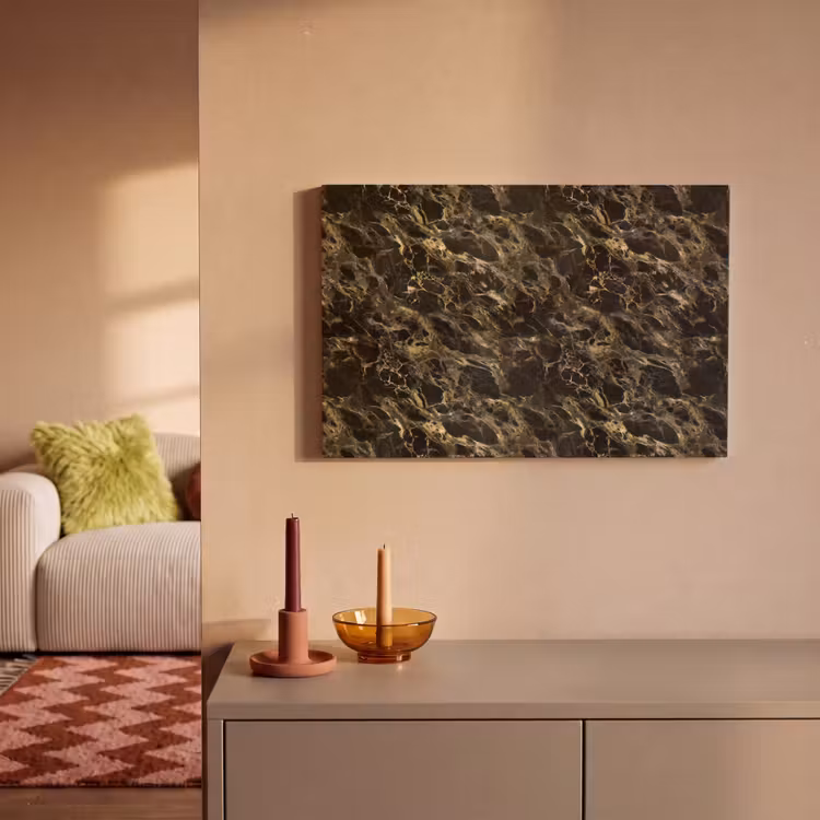 Canvas schilderij - Kristal - Goud - Zwart - Marmer — 1