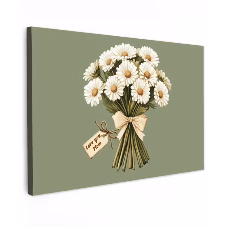 Canvas schilderij - Lint - Boeket - Groen - Quote — 1