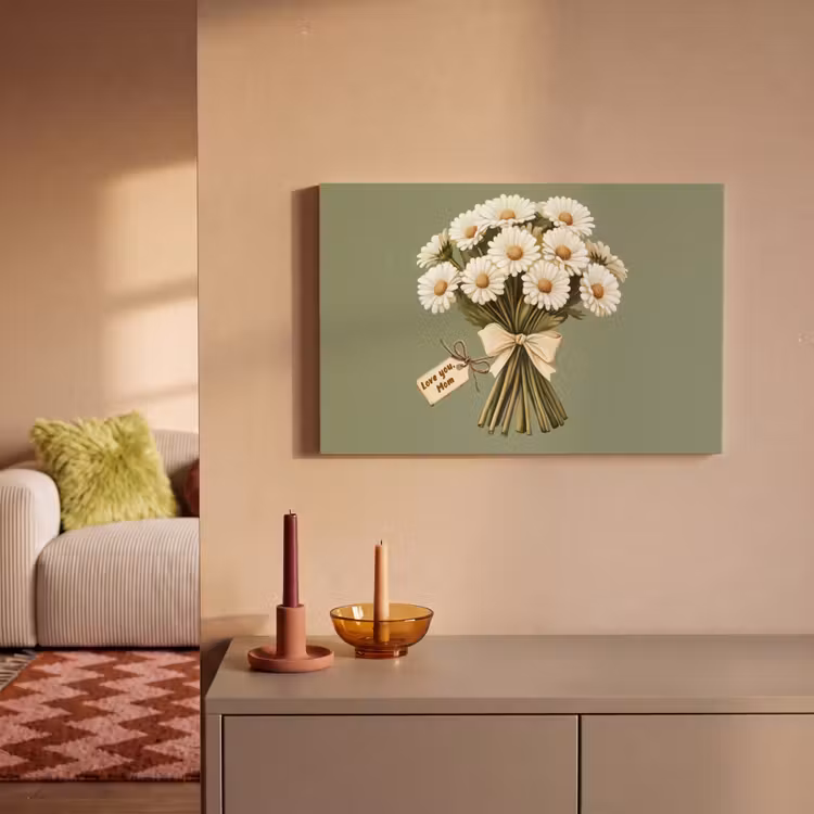 Canvas schilderij - Lint - Boeket - Groen - Quote — 2