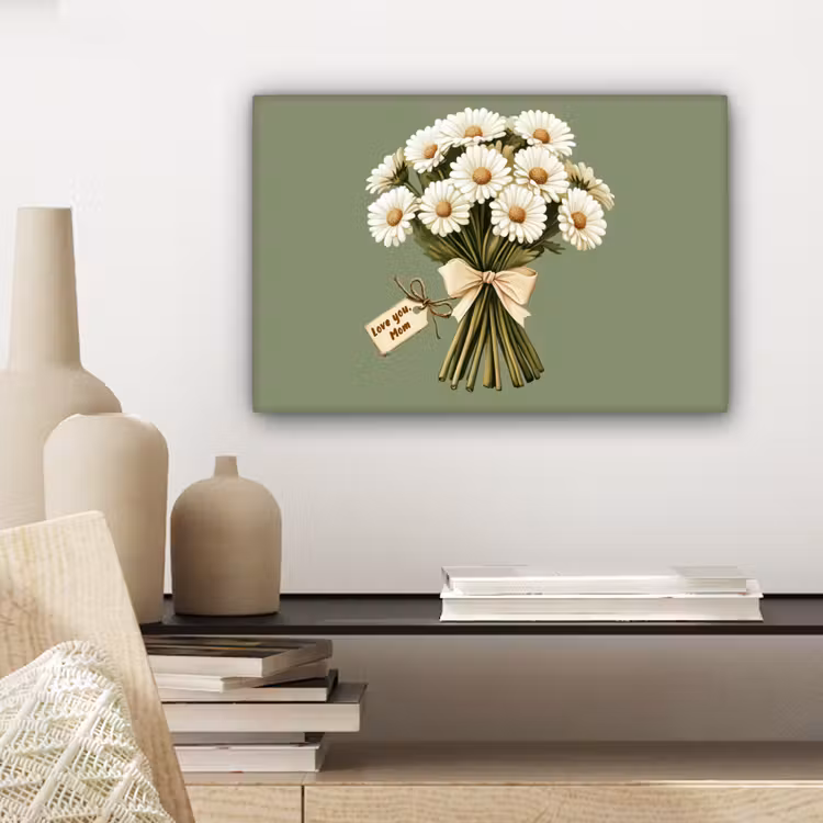 Canvas schilderij - Lint - Boeket - Groen - Quote — 5