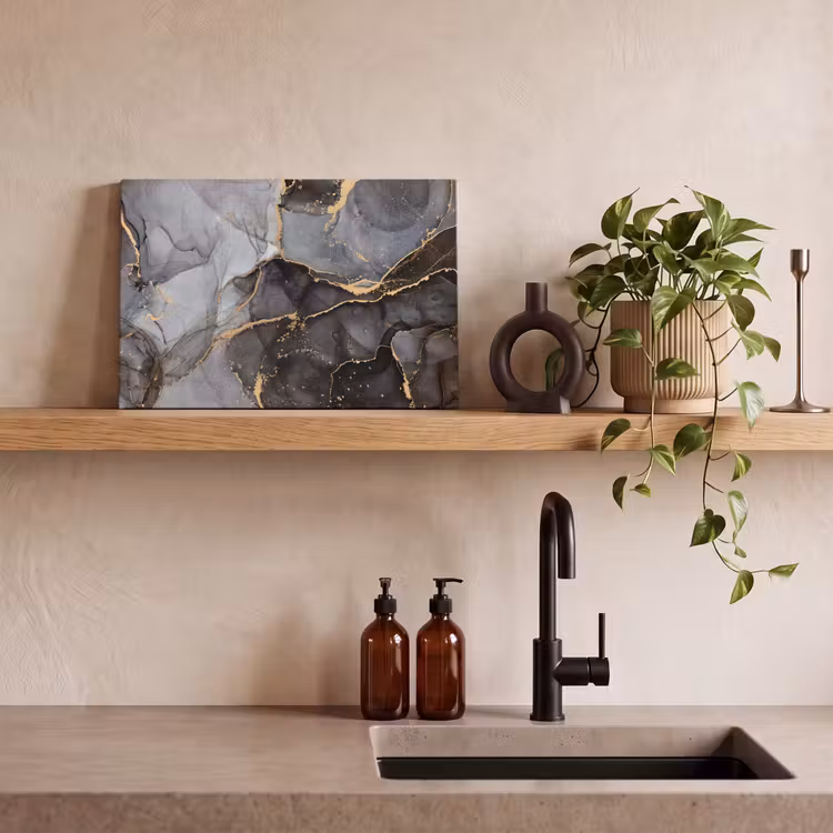 Canvas schilderij - Marmer - Abstract - Goud - Grijs — 3