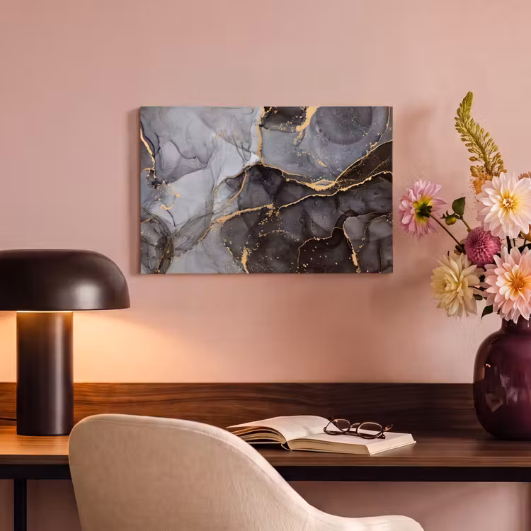 Canvas schilderij - Marmer - Abstract - Goud - Grijs — 4