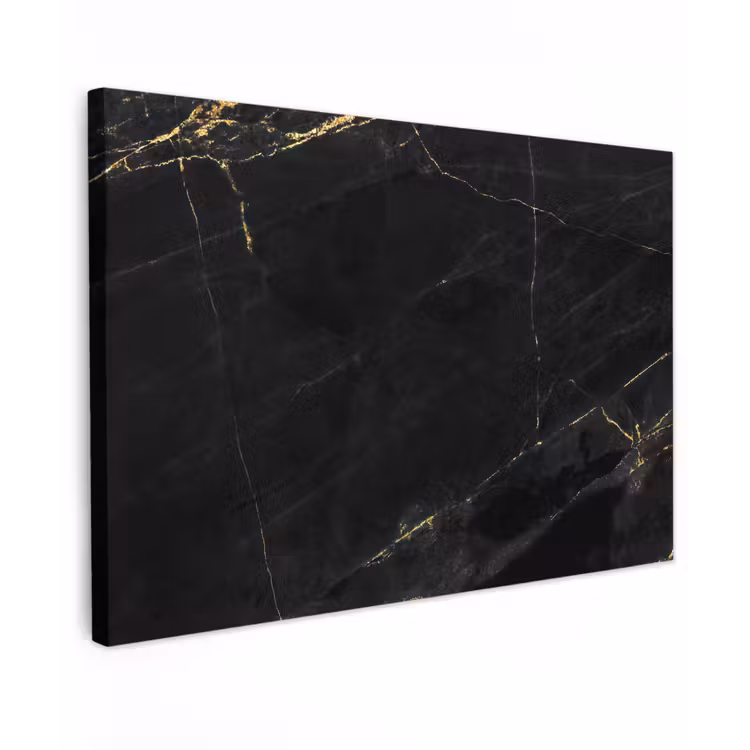 Canvas schilderij - Marmer - Zwart - Goud - Chic - Marmerlook - Design — 1