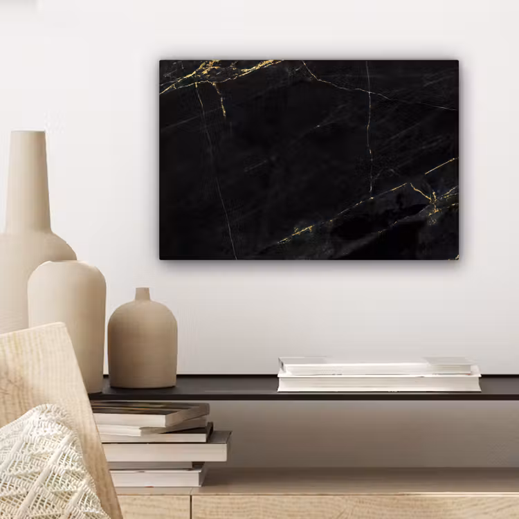 Canvas schilderij - Marmer - Zwart - Goud - Chic - Marmerlook - Design — 5