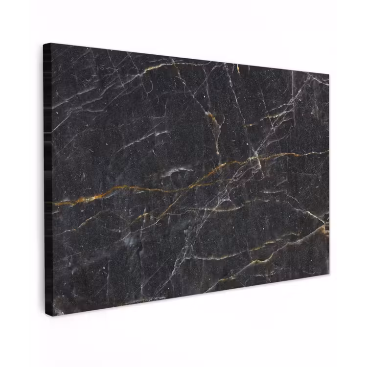 Canvas schilderij - Marmer - Zwart - Goud - Grijs - Marmerstructuur — 1
