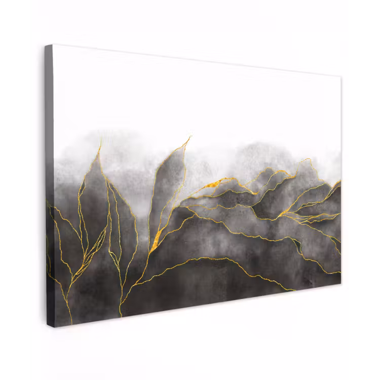 Canvas schilderij - Marmer - Zwart - Goud - Luxe - Marmerlook — 1
