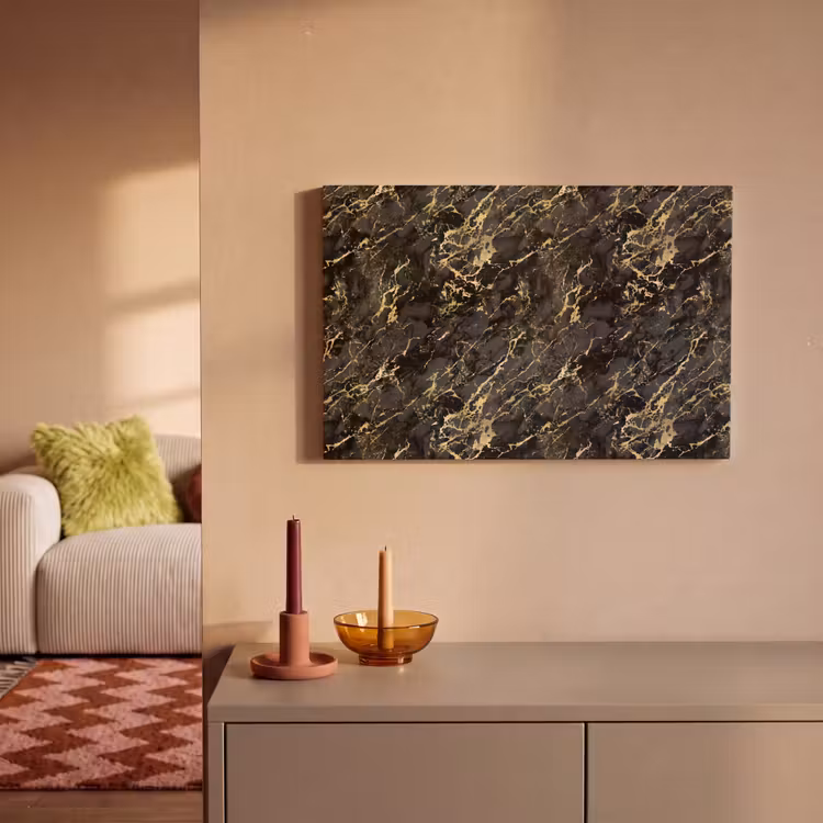 Canvas schilderij - Marmer - Zwart - Goudstructuur — 1