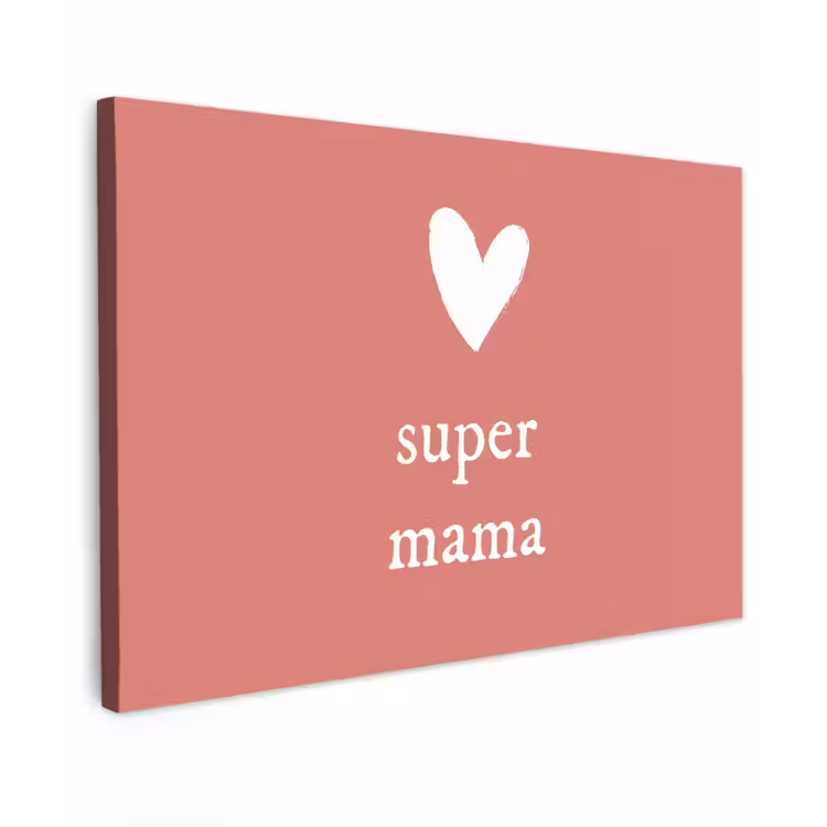 Canvas schilderij - Presentje voor Moederdag super mama roze/wit — 1