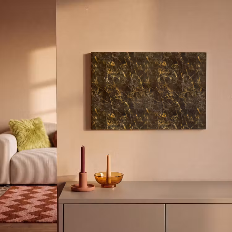 Canvas schilderij - Zwart - Marmer - Goud — 1