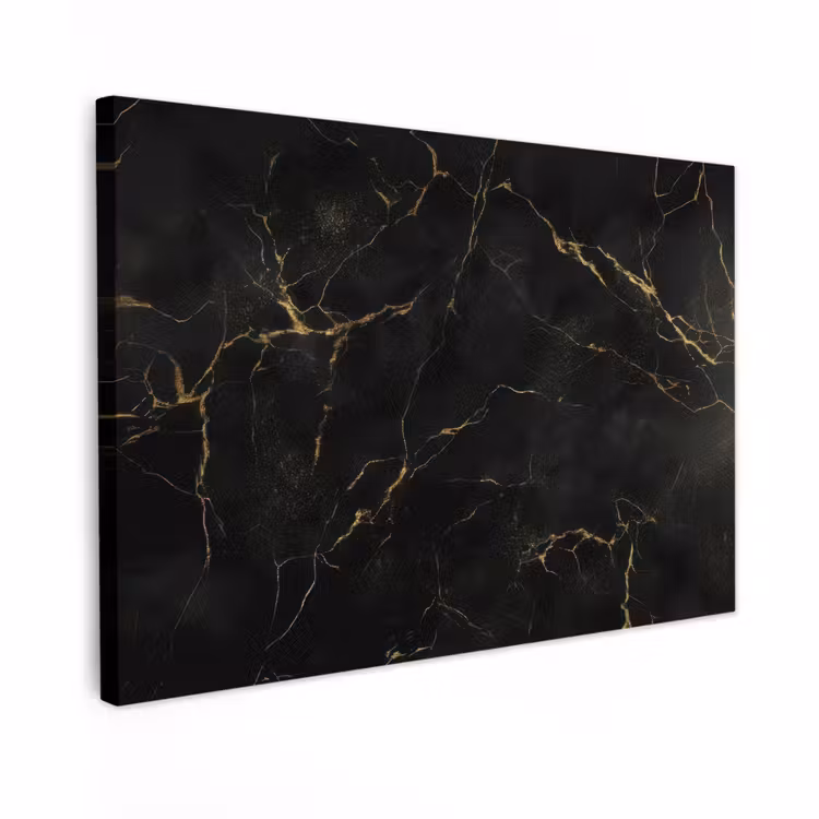 Canvas schilderij - Zwart marmer - Gouden aders - Klassiek — 1