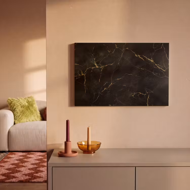 Canvas schilderij - Zwart marmer - Gouden aders - Klassiek — 2