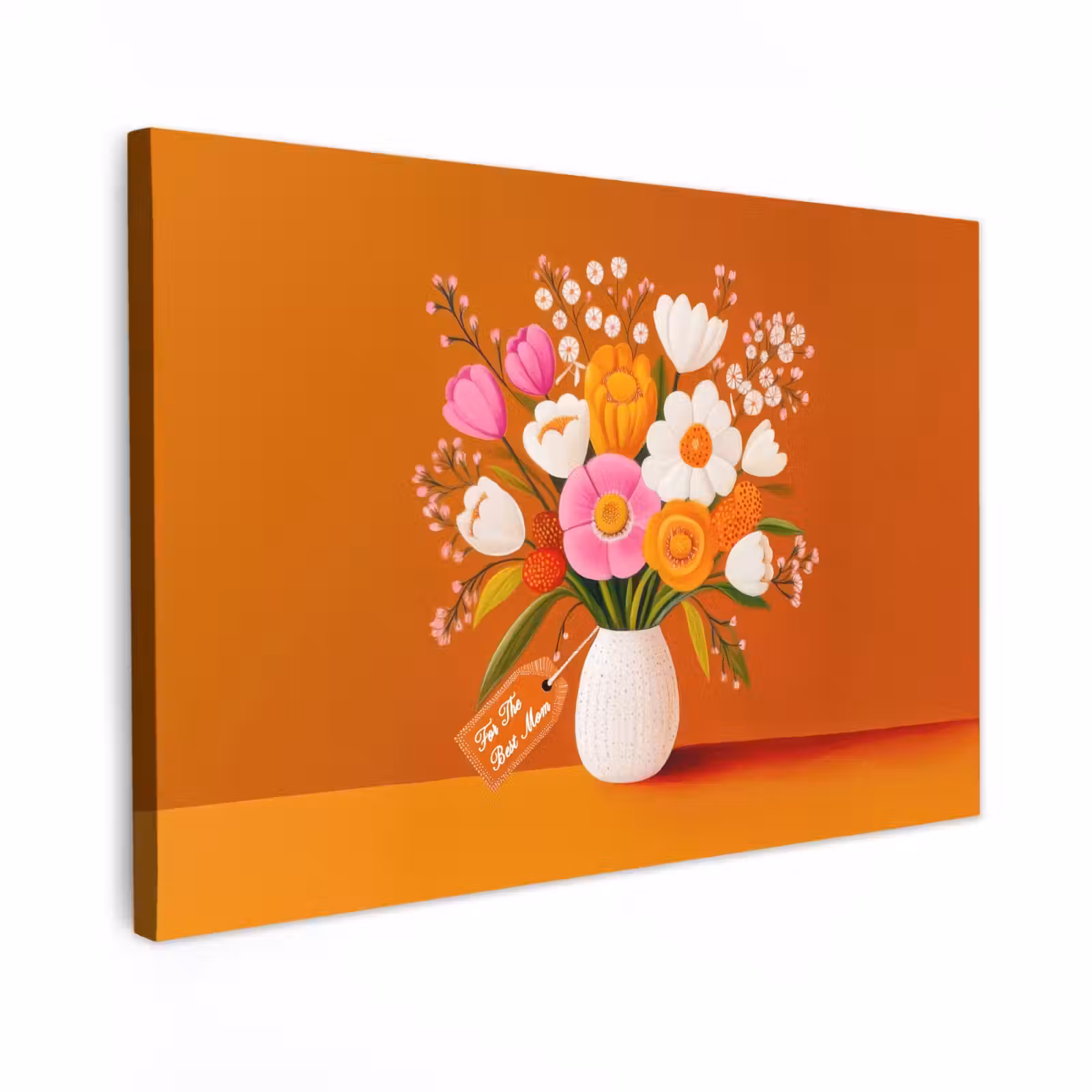 Canvas schilderij - Vaas - Bloemen - Oranje — 1