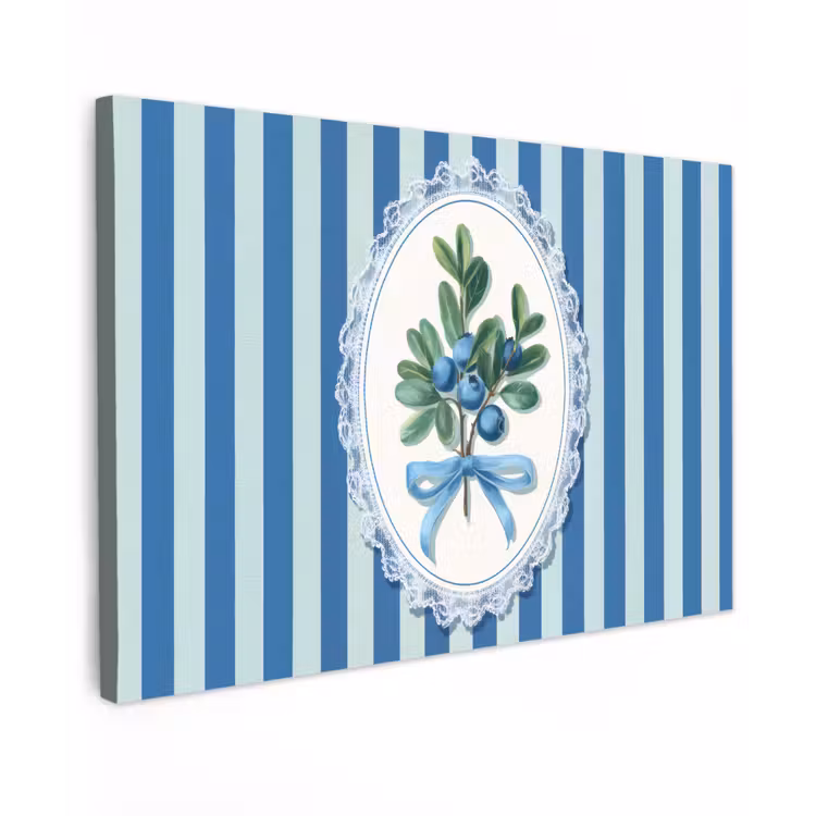 Canvas schilderij - Illustratie - Bessen - Blauw - Strepen — 1