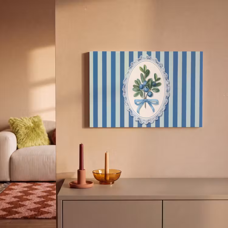 Canvas schilderij - Illustratie - Bessen - Blauw - Strepen — 2