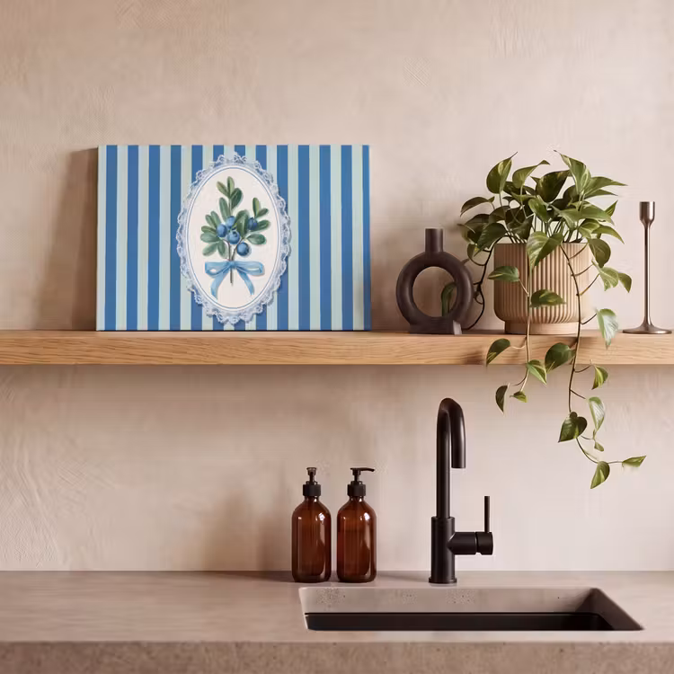 Canvas schilderij - Illustratie - Bessen - Blauw - Strepen — 3