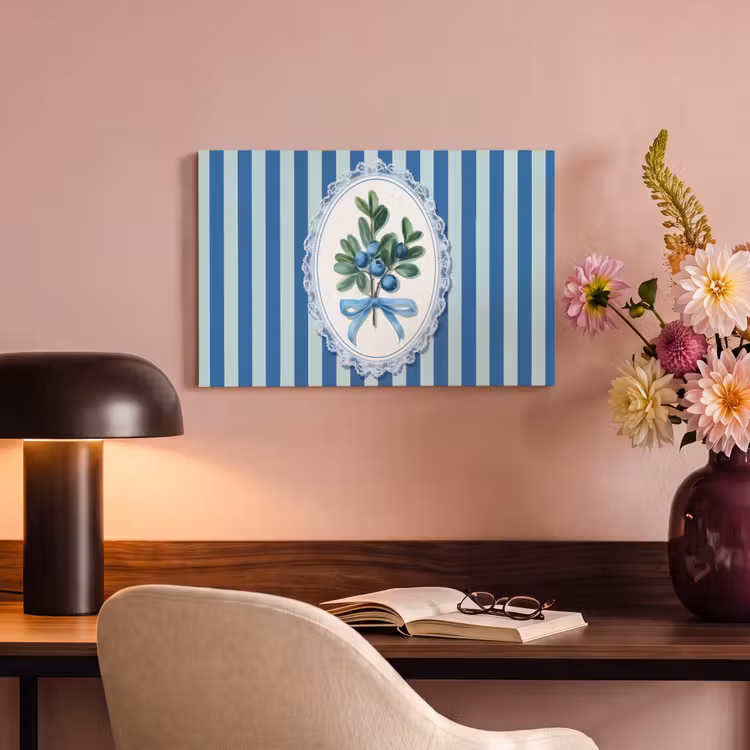 Canvas schilderij - Illustratie - Bessen - Blauw - Strepen — 4