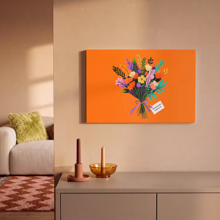 Canvas schilderij - Kaartje - Boeket - Bloemen — 2