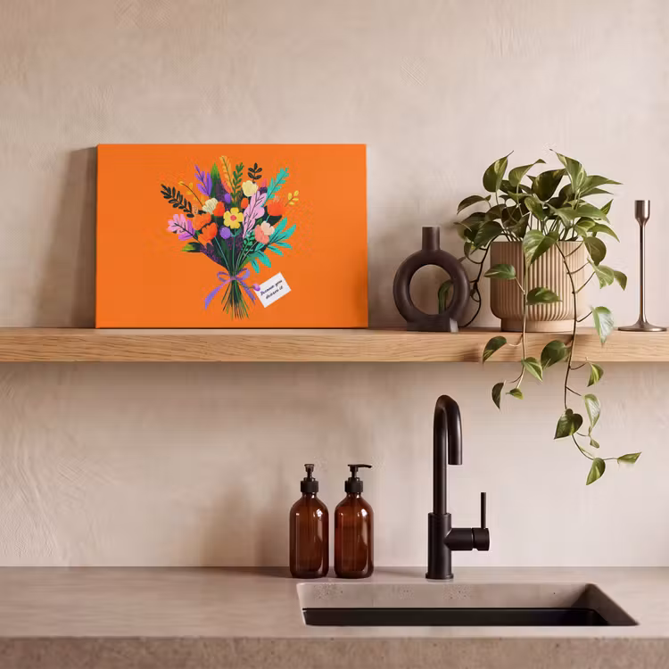 Canvas schilderij - Kaartje - Boeket - Bloemen — 3