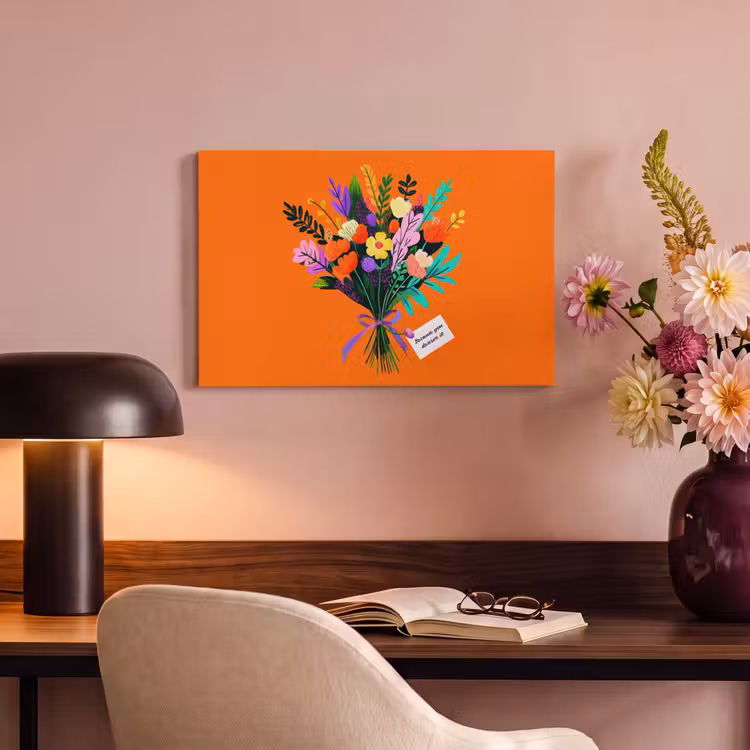 Canvas schilderij - Kaartje - Boeket - Bloemen — 4