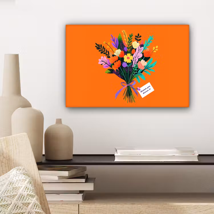 Canvas schilderij - Kaartje - Boeket - Bloemen — 5