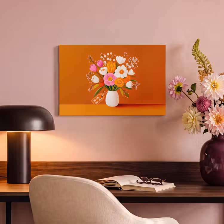 Canvas schilderij - Vaas - Bloemen - Oranje — 4