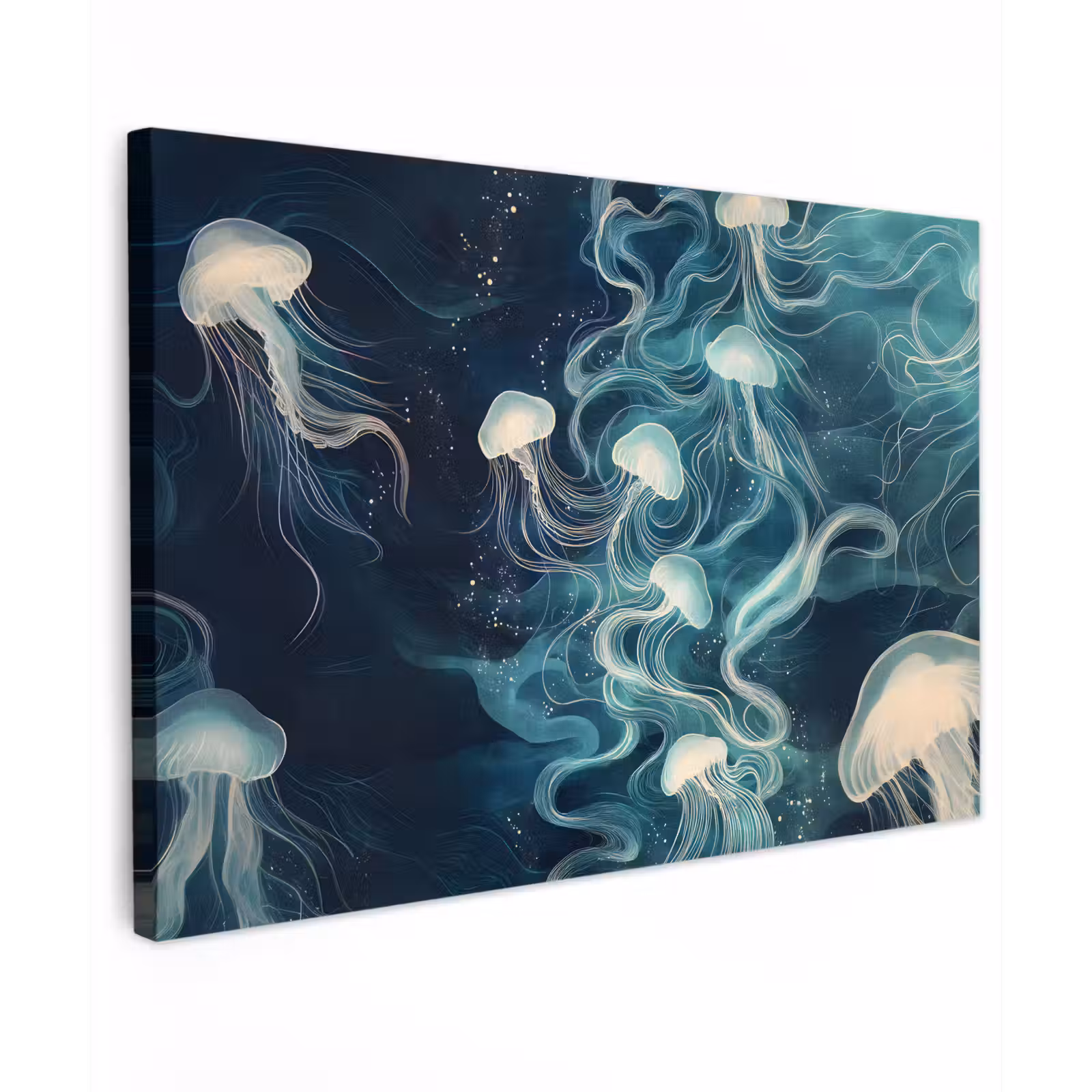 Canvas schilderij - Kwallen - Zee - Wit - Golven — 1