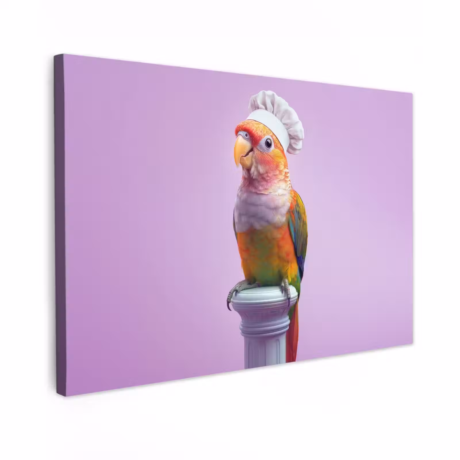 Canvas schilderij - Papegaai - Koksmuts - Pilaar - Vogel — 1