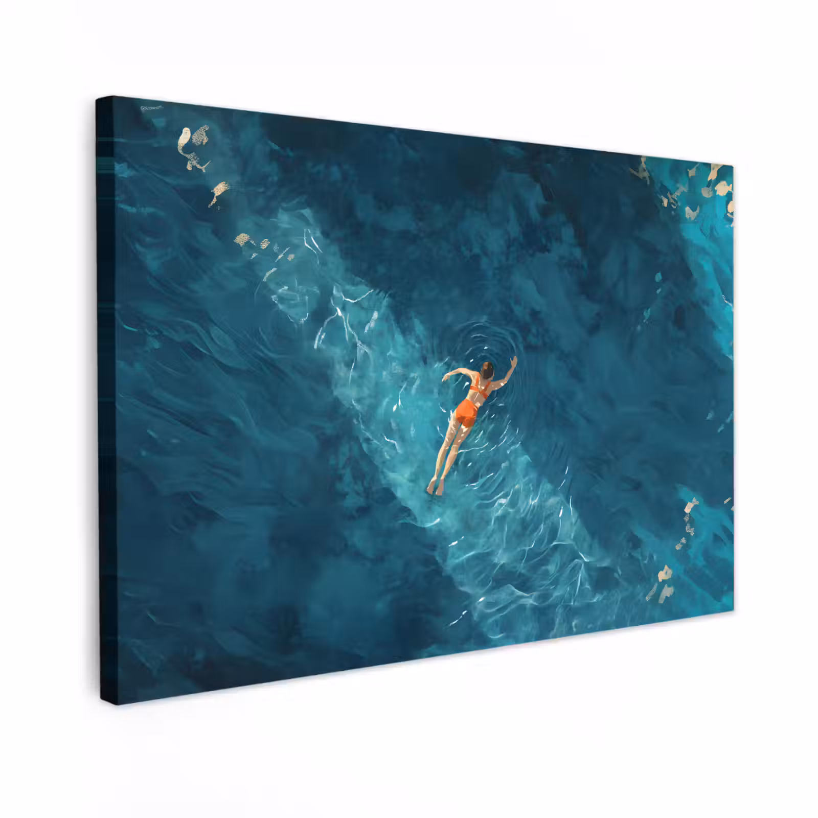 Canvas schilderij - Vrouw - Water - Bikini - Oranje — 1