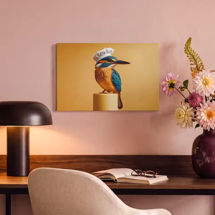 Canvas schilderij - Ijsvogel - Pilaar - Koksmuts - Vogel — 4