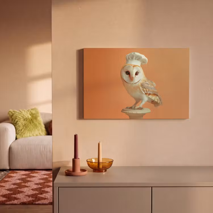 Canvas schilderij - Kerkuil - Koksmuts - Oranje - Vogel — 2