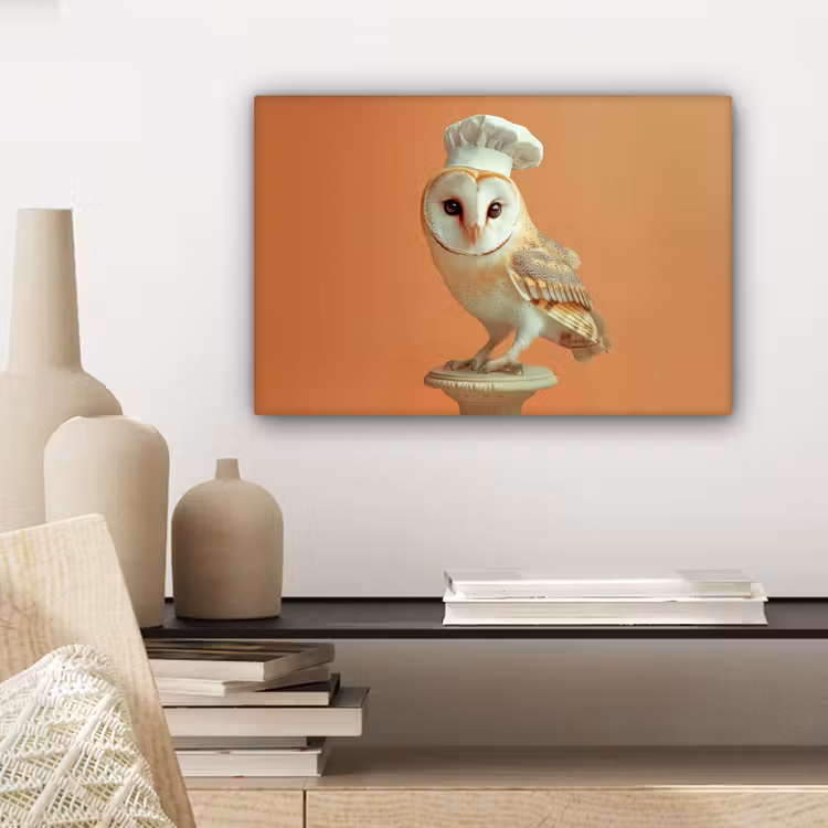 Canvas schilderij - Kerkuil - Koksmuts - Oranje - Vogel — 5