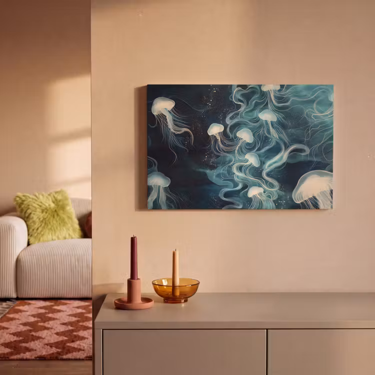 Canvas schilderij - Kwallen - Zee - Wit - Golven — 2