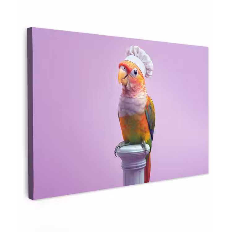 Canvas schilderij - Papegaai - Koksmuts - Pilaar - Vogel — 1