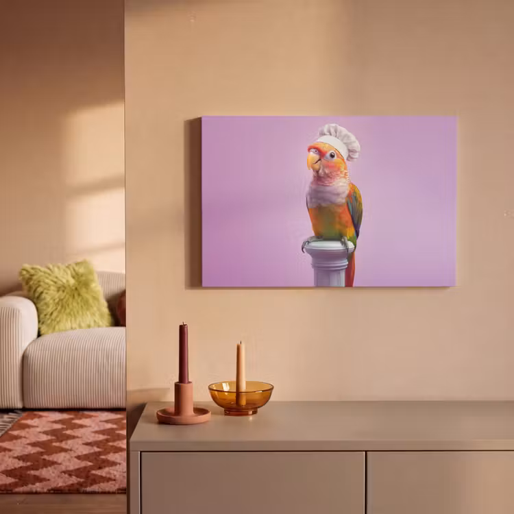 Canvas schilderij - Papegaai - Koksmuts - Pilaar - Vogel — 2