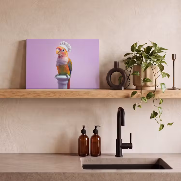 Canvas schilderij - Papegaai - Koksmuts - Pilaar - Vogel — 3