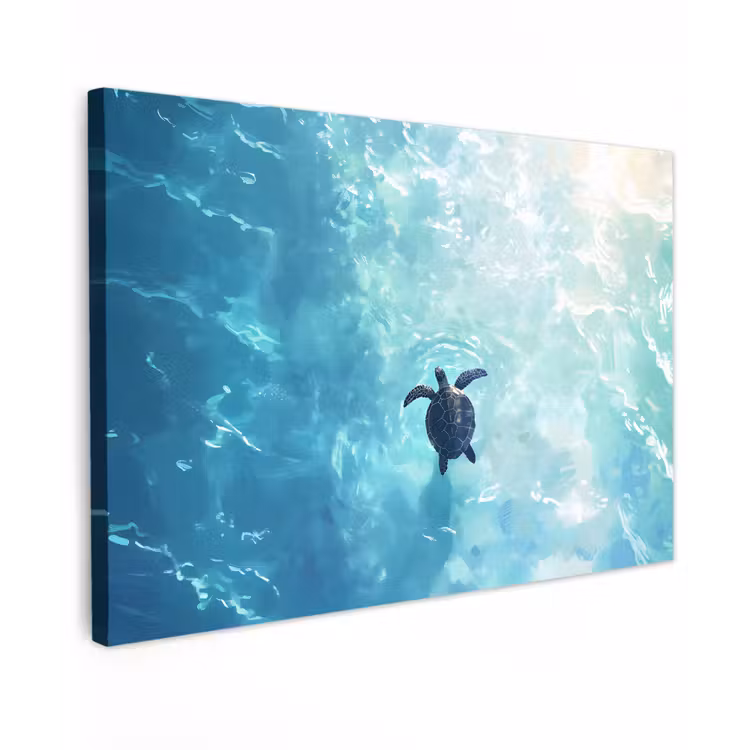 Canvas schilderij - Schildpad - Zee - Blauw - Schittering — 1
