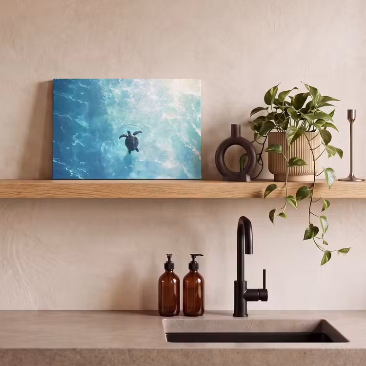 Canvas schilderij - Schildpad - Zee - Blauw - Schittering — 3
