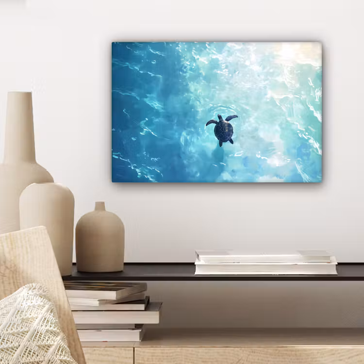 Canvas schilderij - Schildpad - Zee - Blauw - Schittering — 5