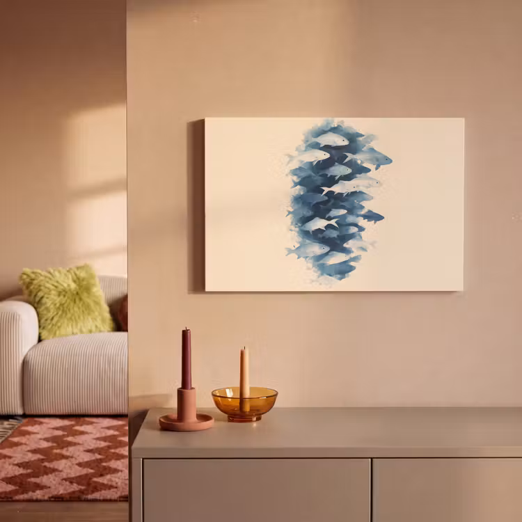 Canvas schilderij - Vissen - Minimalistisch - Blauw — 2