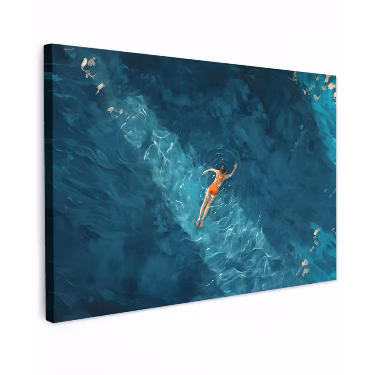 Canvas schilderij - Vrouw - Water - Bikini - Oranje — 1