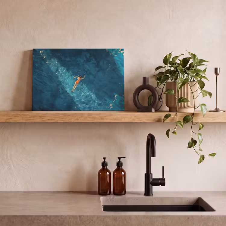 Canvas schilderij - Vrouw - Water - Bikini - Oranje — 3