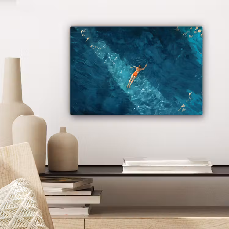 Canvas schilderij - Vrouw - Water - Bikini - Oranje — 5