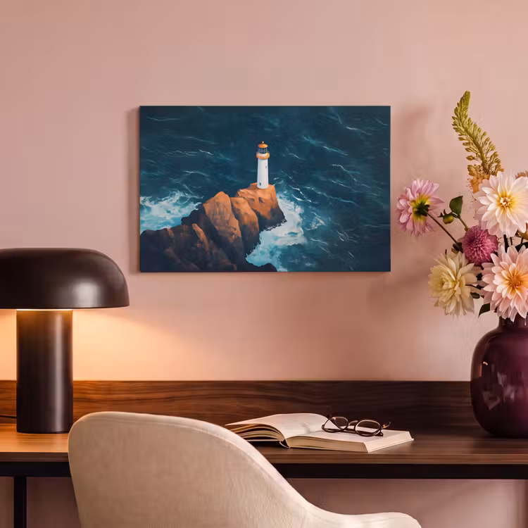 Canvas schilderij - Vuurtoren - Rots - Zee - Golven — 4