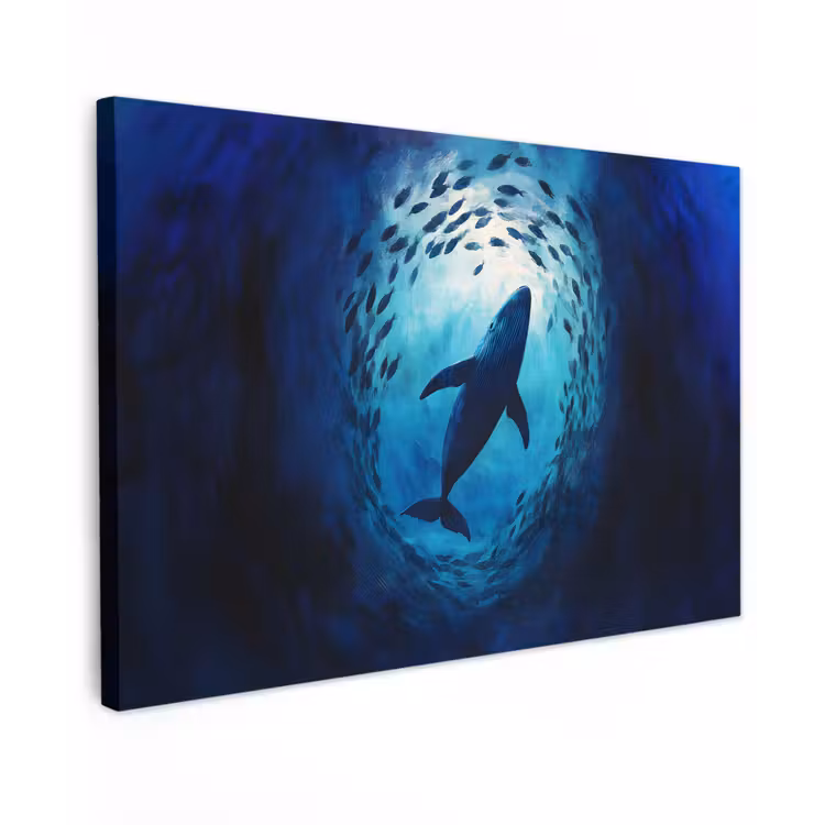Canvas schilderij - Walvis - Vissen - Donkerblauw — 1