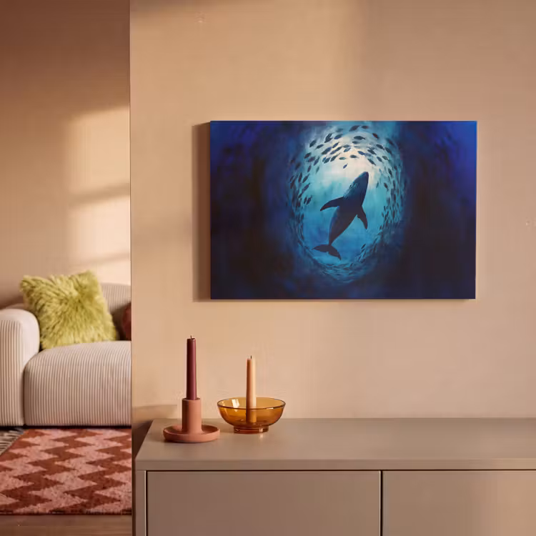 Canvas schilderij - Walvis - Vissen - Donkerblauw — 2