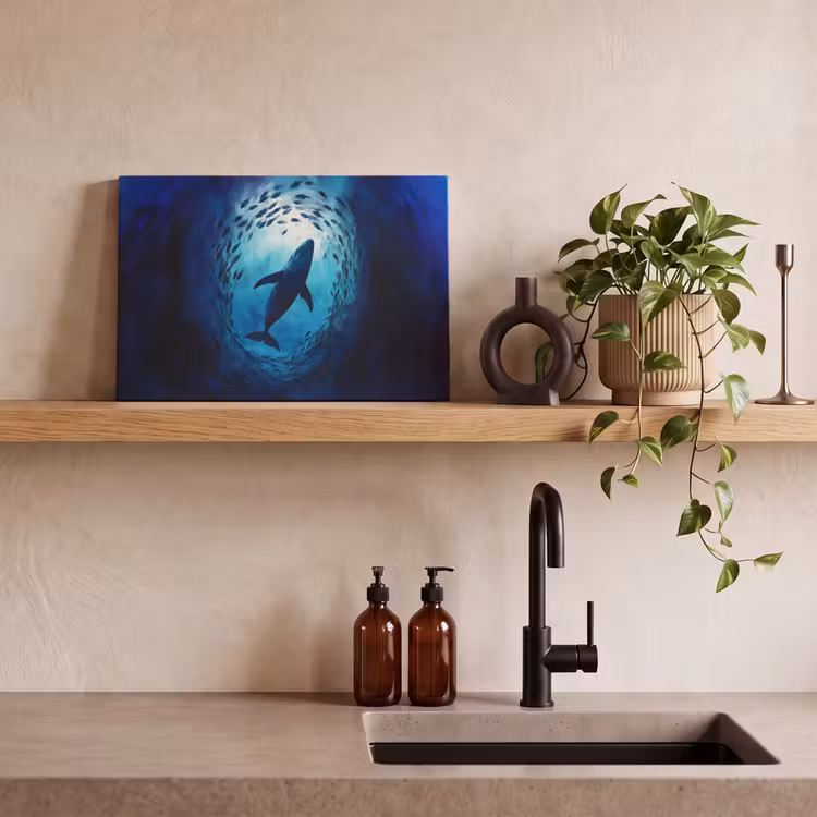 Canvas schilderij - Walvis - Vissen - Donkerblauw — 3